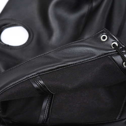 Adult products black leather headgear disassembled braids adult products wig stage sm toy headwear foreign trade export