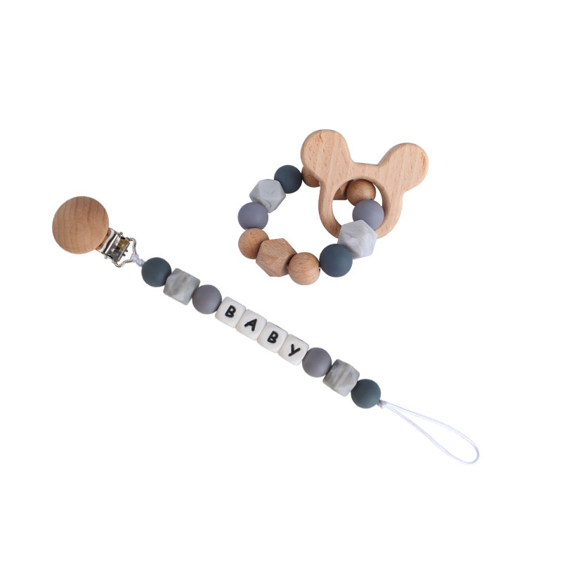 Nuevo bebé DIY creativo chupete cadena nombre personalizado haya Mickey animal de dibujos animados juguete mordedor chupete cadena