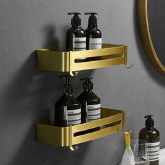 Bathroom golden aluminum triangular basket bathroom corner shelf shower room wall-mounted draining soap rack storage rack