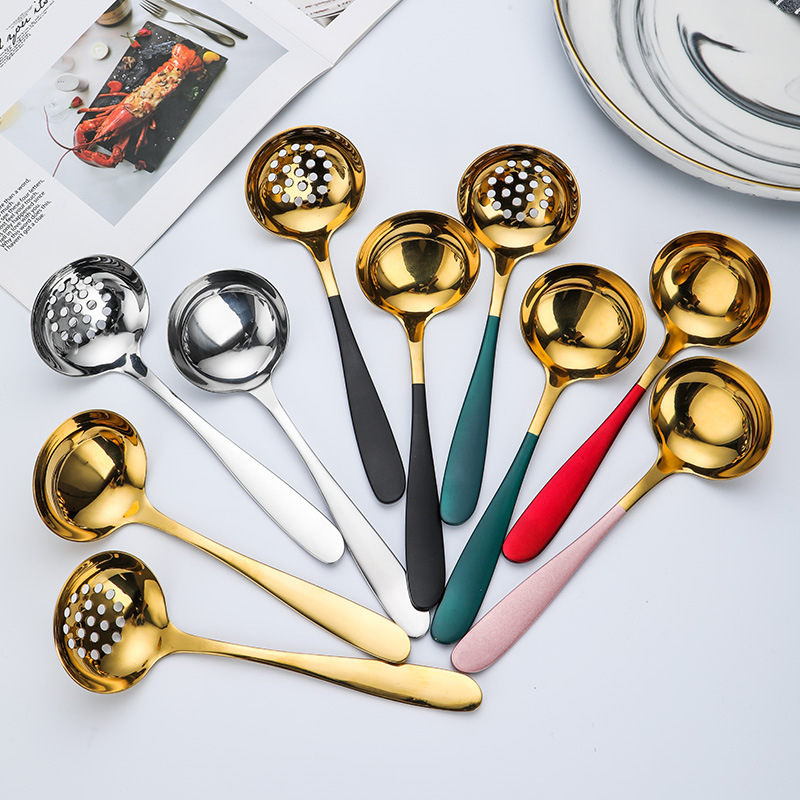 304不鏽鋼湯勺漏勺高檔家用創意加厚公用分餐喝湯勺子盛粥勺調羹