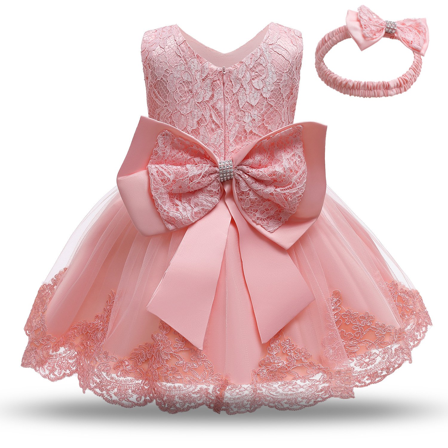 Fashion Color Block Big Bow Cotton Blend Polyester Girls Dresses display picture 6