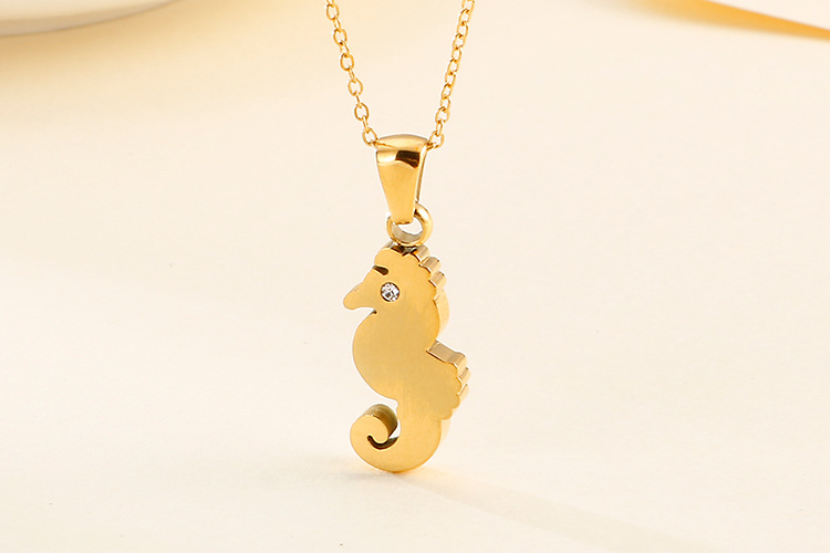 stainless steel necklace and earrings two-piece new creative seahorse animal jewelry