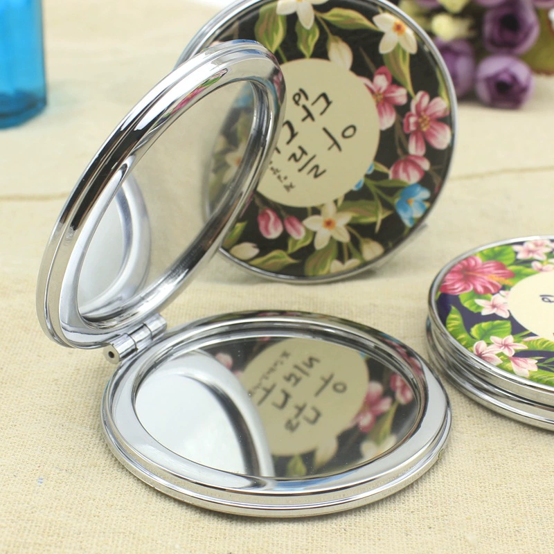 Женский Walkman зеркало на заказ ABS пластиковая рамка складное зеркало оптовая продажа диаметр 70MM кожаное лицо принцесса подарочное зеркало