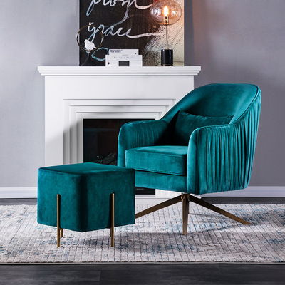 轻奢网红直播椅单人沙发椅旋转布艺现代简约阳台北欧设计师休闲椅