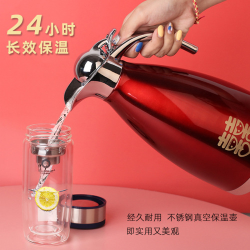 304 Stainless Steel Insulated Water Kettle Household Warm Water Bottle Red Pair Tea Bottle Hot Water Bottle Wedding Supplies 