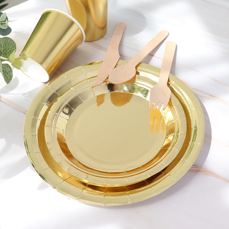 Paper Tray Disposable Tableware Gold Silver Rose Gold Birthday Party Decoration Paper Tray Cupcake Plate Set Paper Tray Disposable Tableware Gold Silver Rose Gold Birthday Party Decoration Paper Tray Cupcake Plate Set