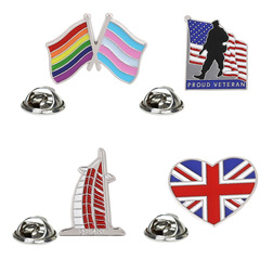 外貿創意卡通迪拜英國美國胸針彩虹旗子徽章滴油國家建築物領針