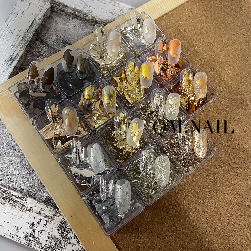 Japanese Nail Art Gold Foil Paper Laser Silk Line Fragment Lightweight Platinum Tin Paper Nail Sticker All-match Decorations