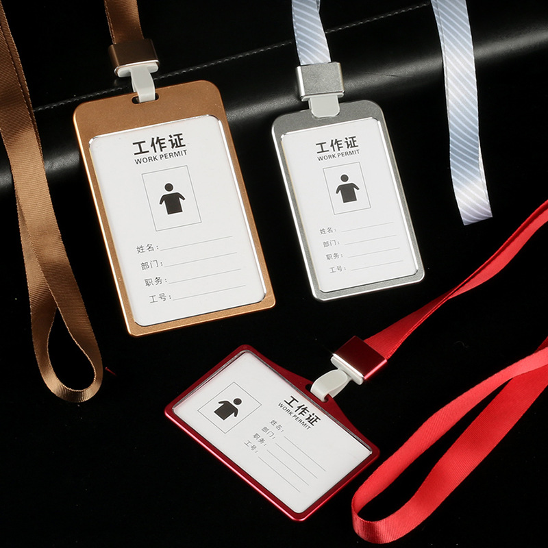 Tarjeta DE TRABAJO cordón aleación de aluminio empleado listado ID titular de la tarjeta insignia empleado metal listado insignia titular de la tarjeta