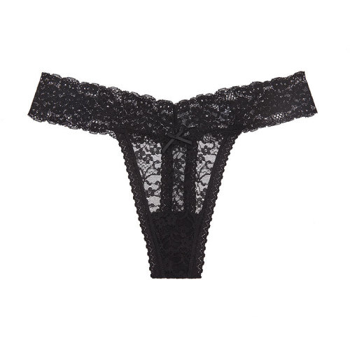 Women's Sexy Lace Thong Underwear, European and American Style, Cross-border Trade, Plus Size, Transparent Mesh, Cotton, Undergarment for Ladies