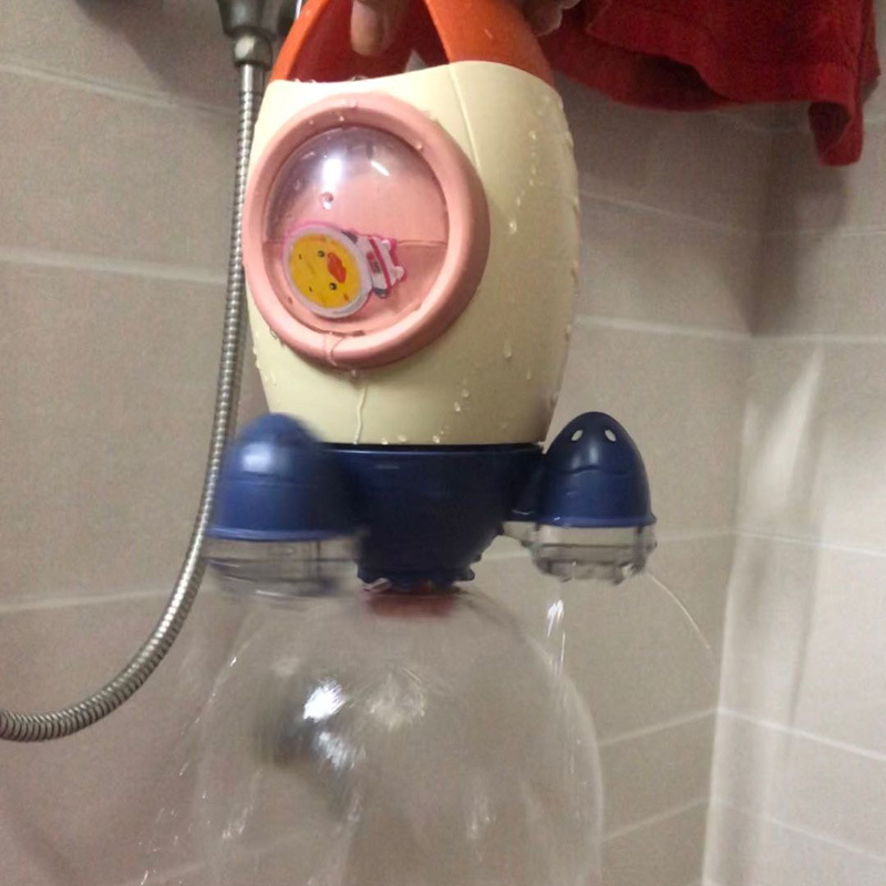 現貨水動力旋轉噴水火箭花灑夏日玩具嬰兒童浴室戲水洗澡抖音同款
