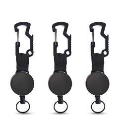 Outdoor high-elastic steel wire extendable safety lanyard ID clip multi-purpose bottle opener small shark pull tab