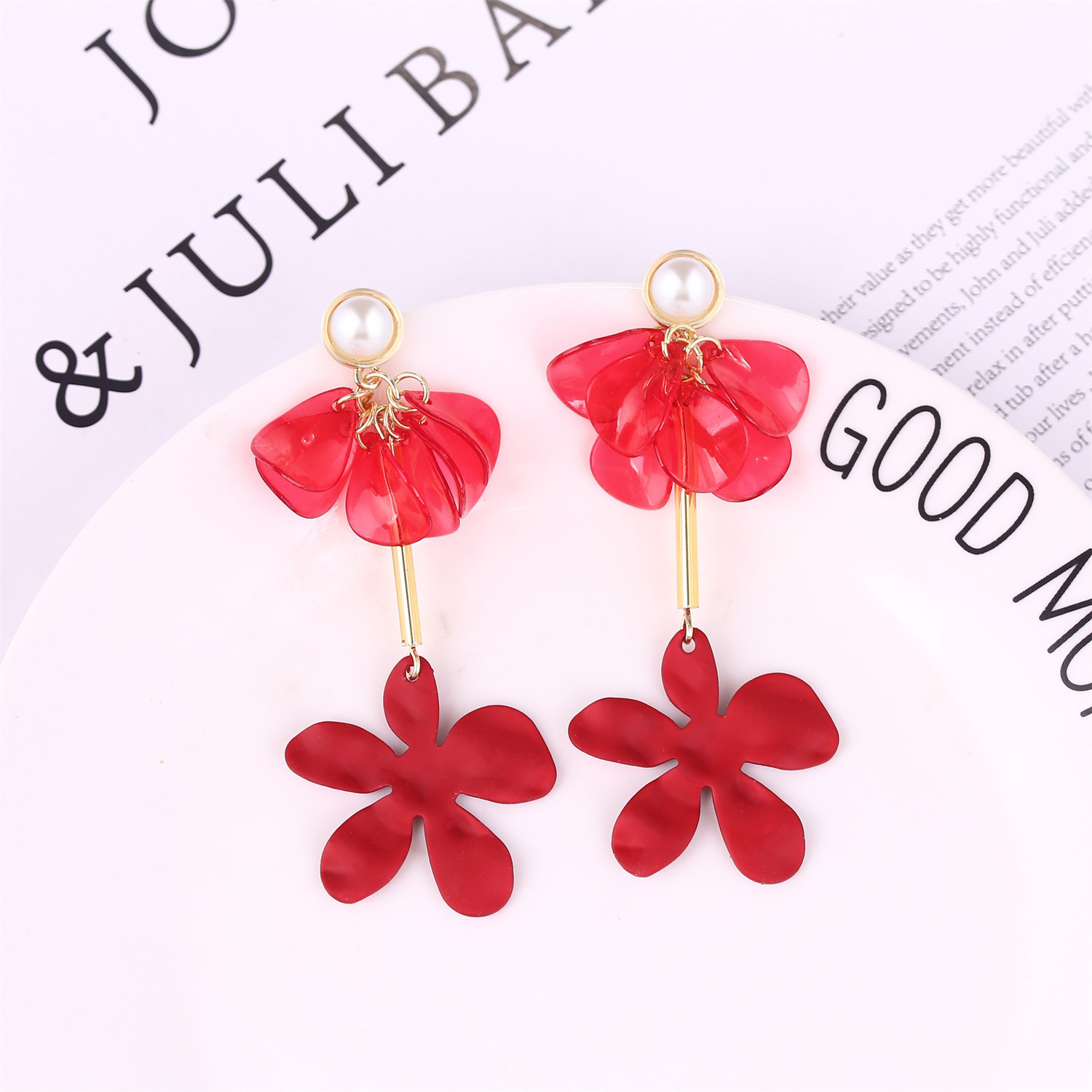 Fashion Earrings New Earrings Temperament Petal Flower Fringed Earrings display picture 19