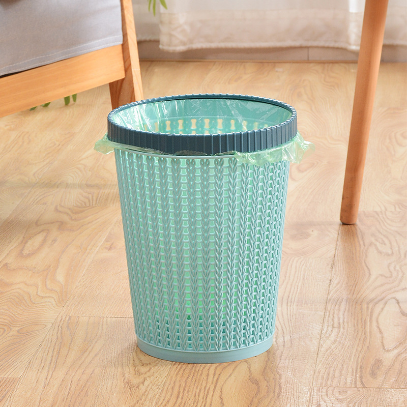 Factory direct new imitation rattan round pressure ring uncovered plastic trash can household self-pumping garbage bag plastic bucket Factory direct new imitation rattan round pressure ring uncovered plastic trash can household self-pumping garbage bag plastic bucket