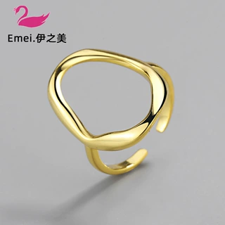 2020新款韩版银戒指INS简约几何不规则镂空戒指女创意首饰品代发