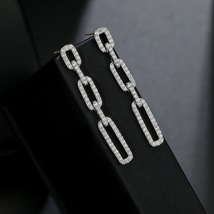 925 Sterling Silver Ear Needle Material 16K Gold Plated, White Gold Plated Plating Material 1 Pair Glam Geometric Inlay Alloy Zircon 16K Gold Plated White Gold Plated Drop Earrings