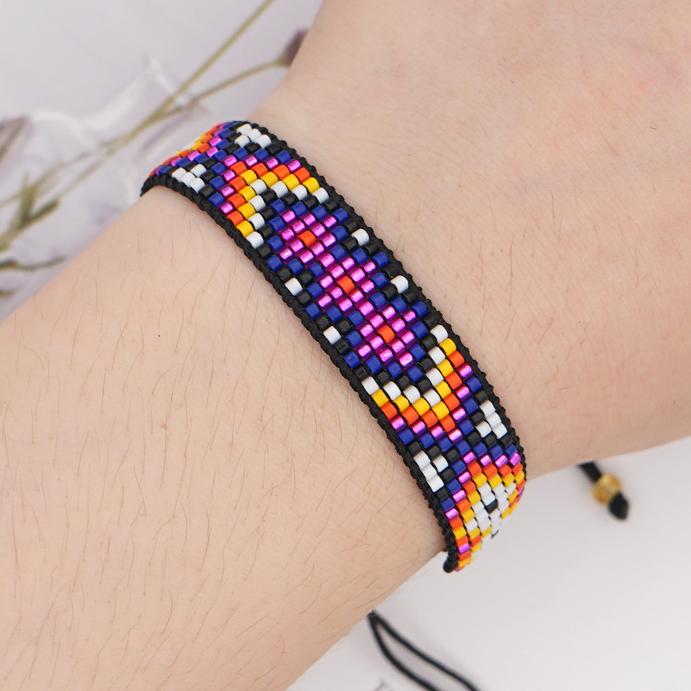 Rice Beads Woven Handmade Jewelry Contrast Color Geometric Couple Bracelet display picture 1