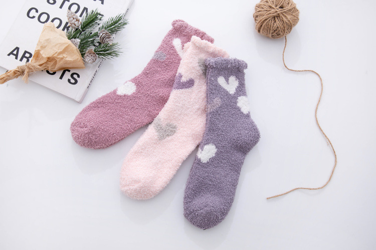 plush coral fleece socks women s socks winter sleep socks ladies plus fleece home floor socks  NSFN4062