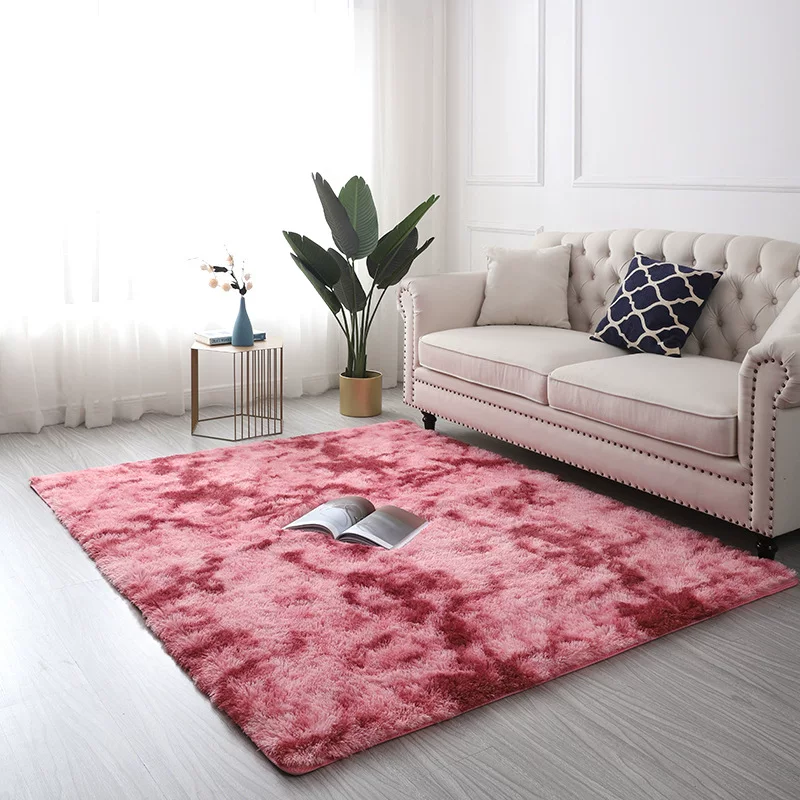 Нордический многоцветный tie-dye градиентный ковер для гостиной, коврик под кофейный столик, длинные волосы, многоразовая стирка, стиль ins, домашний