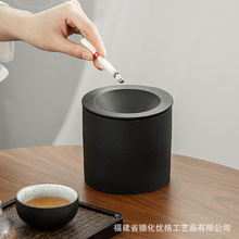 烟灰缸防飞带盖创意个性潮流多功能家用客厅办公室陶瓷建水茶