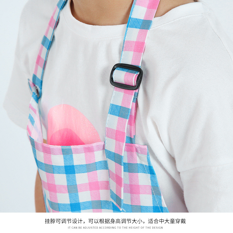 Estilo coreano Plaid hogar cocina delantal limpieza anti-incrustante moda padre-hijo niños pintura arte delantal logotipo personalizado