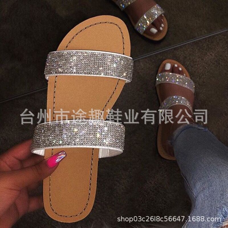 Rhinestone sandals and slippers women's...