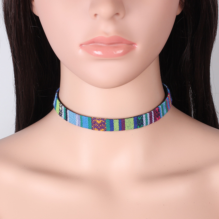5g Weight Choker Classification Wedding, Travel Occasion Women'S Gender Ethnic Style Style Blue, Black Color Fashion Handmade Color Embroidery Short Necklace Wholesale 4
