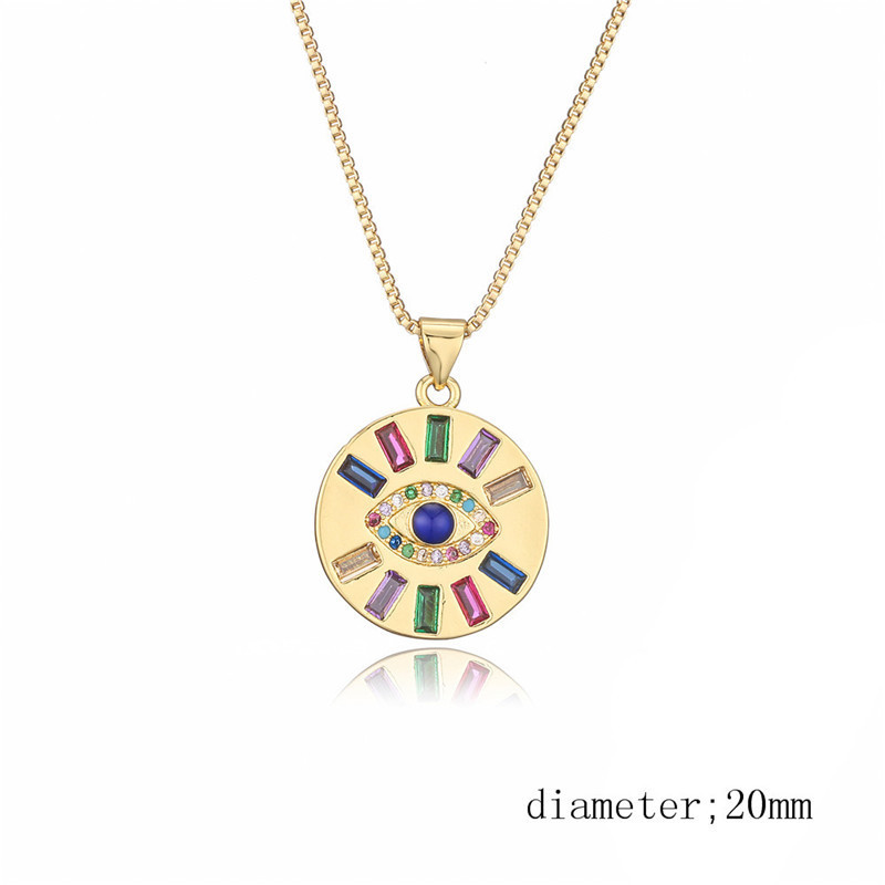 Fashion eye copper inlaid colorful zircon necklace wholesale