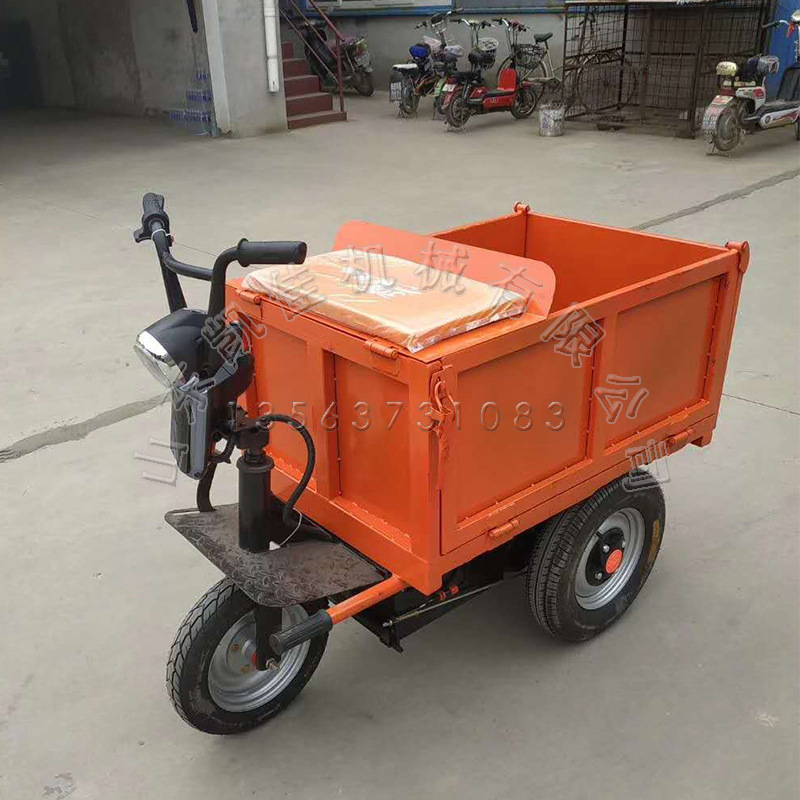 工地手推三轮车 工程自卸翻斗小推车 小型电动手推灰斗车 鸡公车