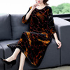 Middle and old age mom True Velvet Jinsirong Dress Noble Western style Add fertilizer XL Easy High-end temperament