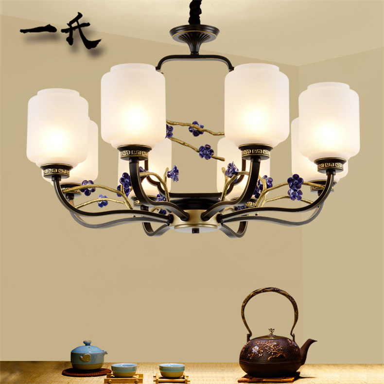 新中式吊灯客厅灯现代简约led卧室餐厅灯别墅复式楼中国风具一氏|ru