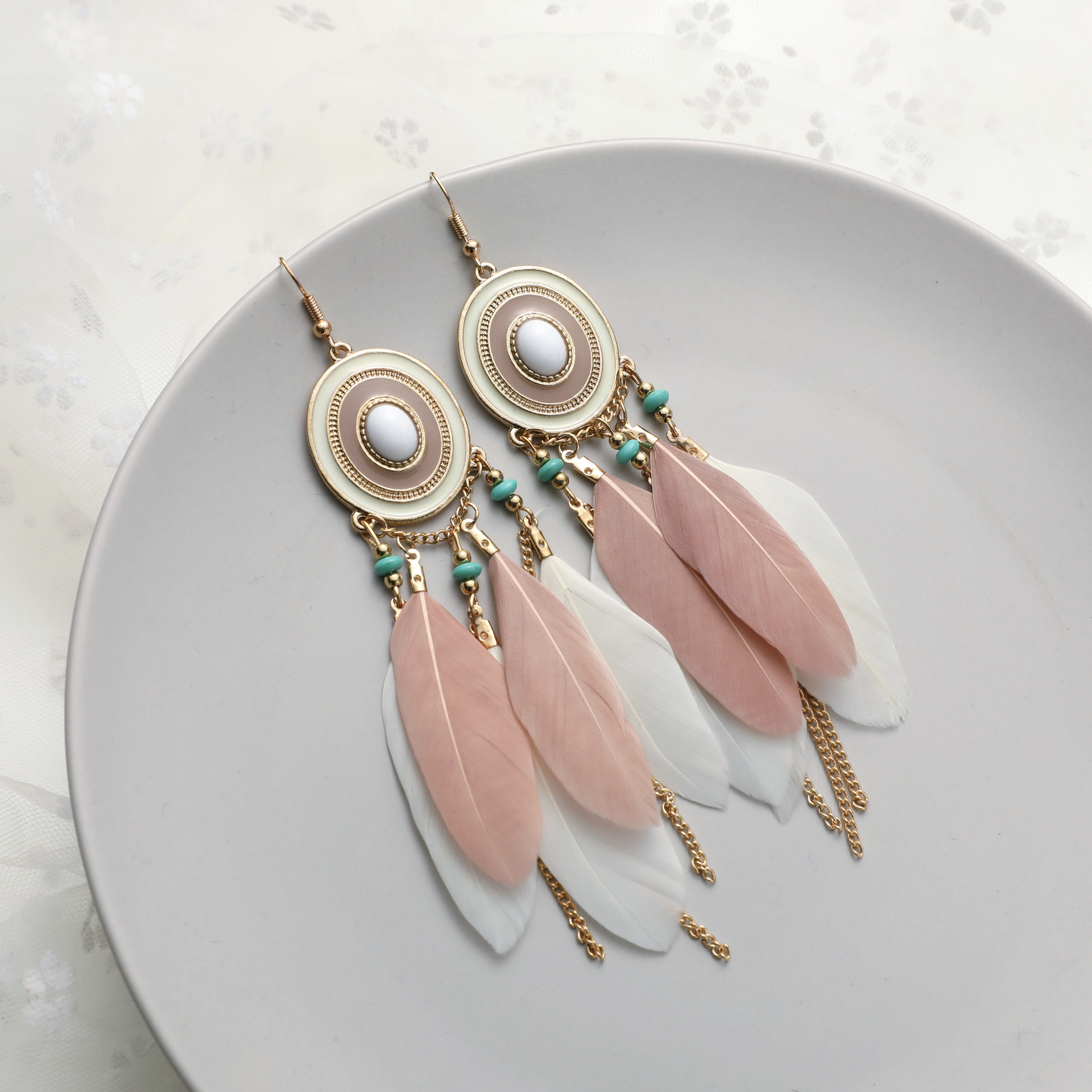 Drop Earrings Classification 1 Pair Retro Geometric Alloy Feather Drop Earrings