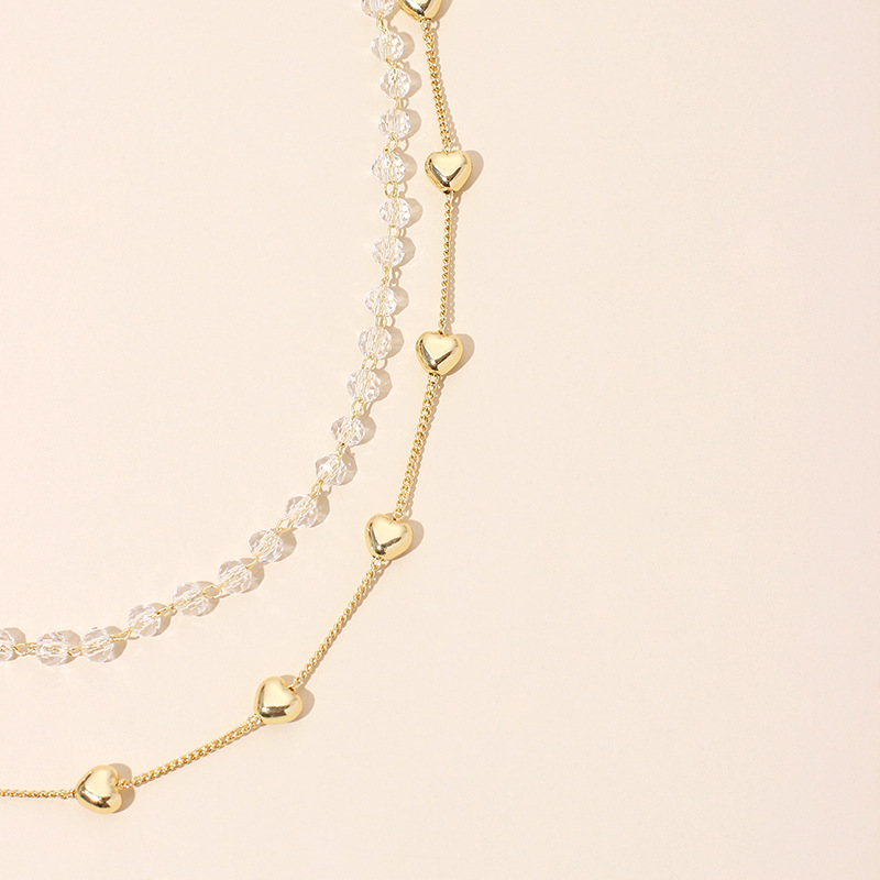 20g Weight Necklace Classification Wedding, Travel Occasion Women'S Gender Simple Crystal Love Double-layer Bracelet Girls Light Luxury Necklace 3