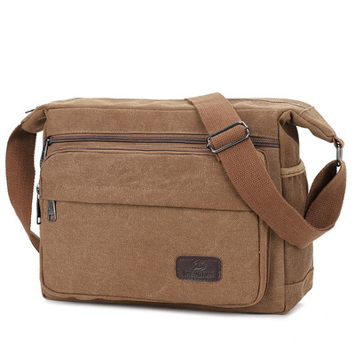 Bolso de mensajero de lona para hombre, gran capacidad, múltiples compartimentos, estilo casual