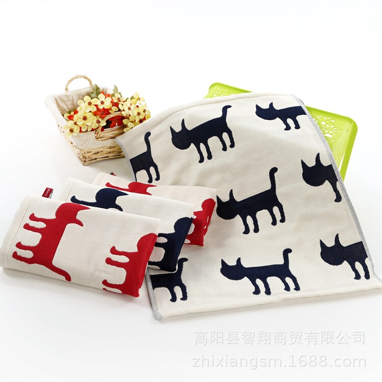 Zhiyang colorful creative four-layer kitten gauze square towel towel towel towel towel factory wholesale a generation of hair
