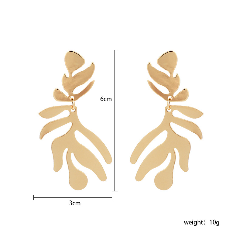 10g Weight New Irregular Number Leaf Earrings Exaggerated Earrings Wholesale Nihaojewelry
