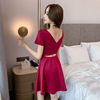 2021 new sexy low cut waist covered skirt women’s backless temperament short A-line dress small umbrella skirt