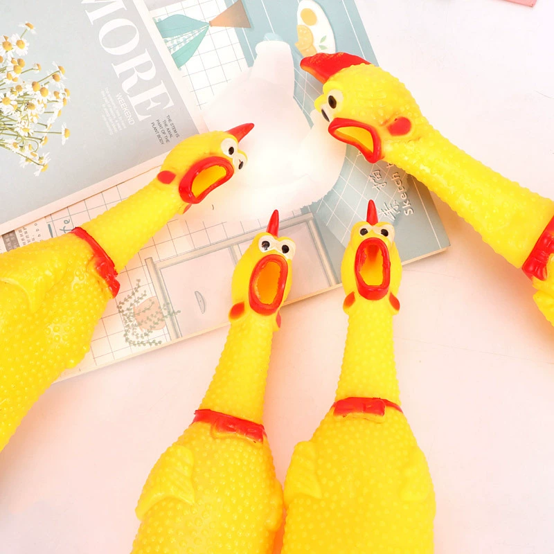 Big screaming chicken, toy, fighting, makes sounds