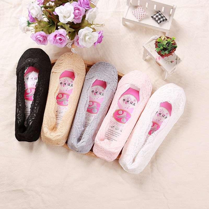Boat socks summer lady Invisible socks non-slip Anti off Lace Lace stockings wear-resisting Boat socks On behalf of