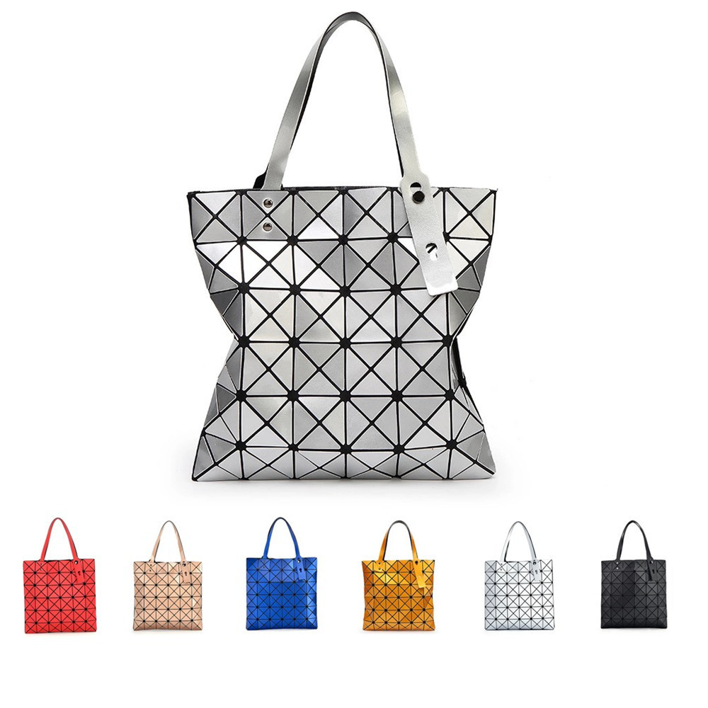 PU matte diamond shaped foldable geometric diamond grid single shoulder handbag in Japan_voghion.com