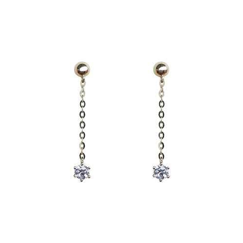 闭眼入迷你耳坠 气质长款流苏耳钉金珠链条简约祖母绿红锆石耳坠