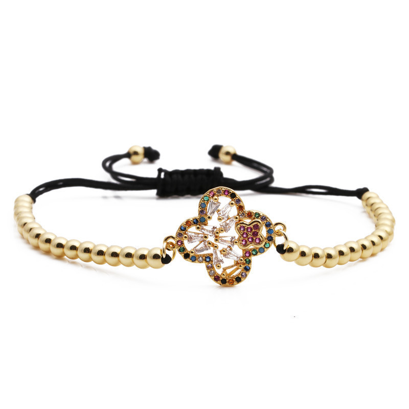 Fashion Jewelry Copper Micro Inlay Zirconium Flower Adjustable Bracelet Wholesale Nihaojewelry display picture 3