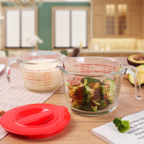 Thickened glass measuring cup kitchen baking flour household breakfast milk cup with scale high temperature resistance large capacity