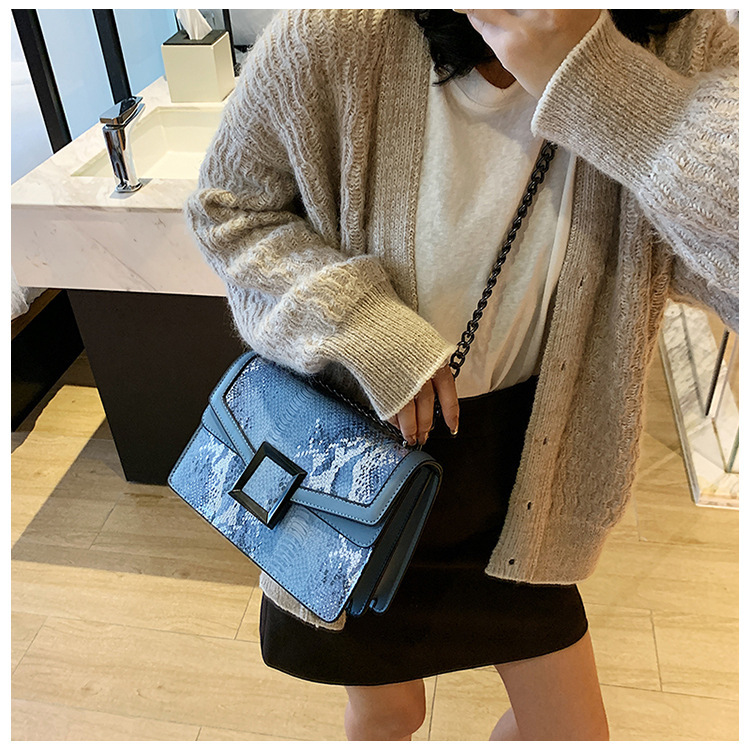 Women Fashion New Color Small Square Snake Pattern Chain Crossbody Shoulder Bag display picture 5