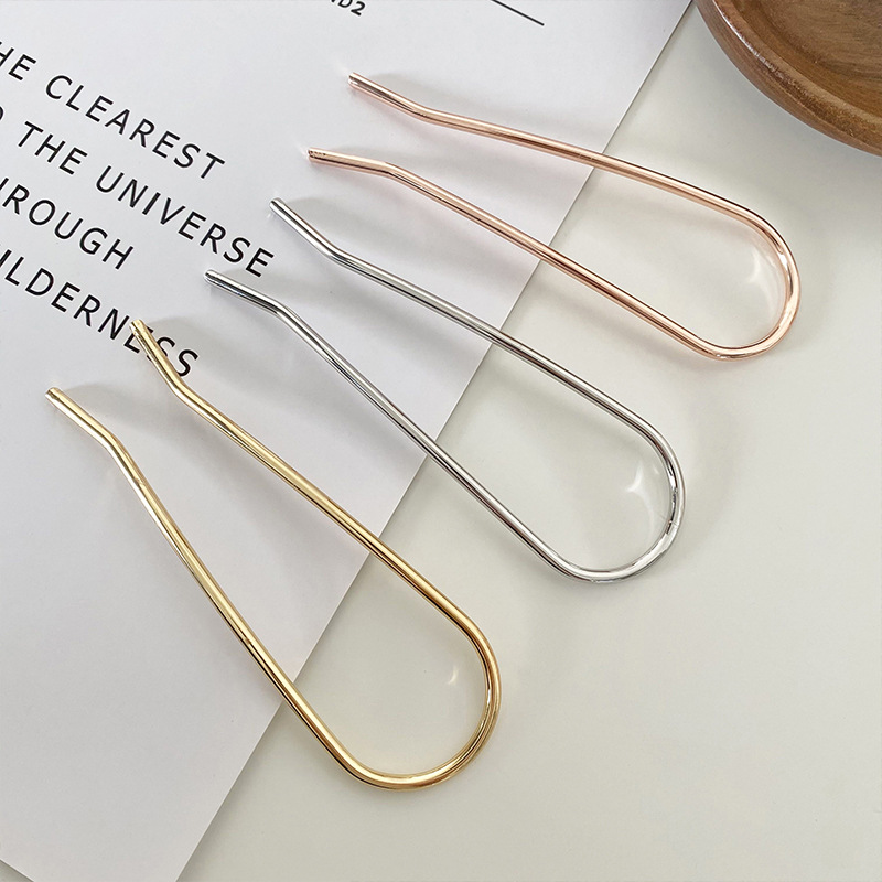 Korean U-shaped hairpin, minimalist modern daily hair accessory, Instagram-inspired, ancient-style elegant temperament, bun hairpin with metal disc