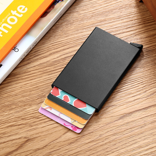 Manufacturer wholesale RFID anti-theft brush aluminum alloy brake card box, men's metal business card box card holder card holder