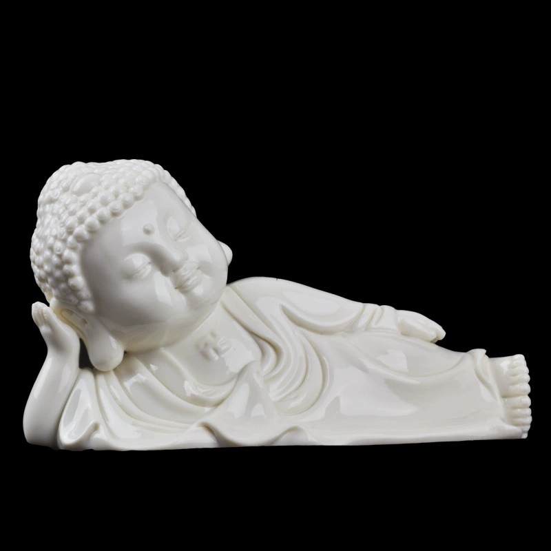 Small ceramic reclining Buddha Tathagata Buddha safety decoration car interior decoration Amitabha Sakyamuni Buddha