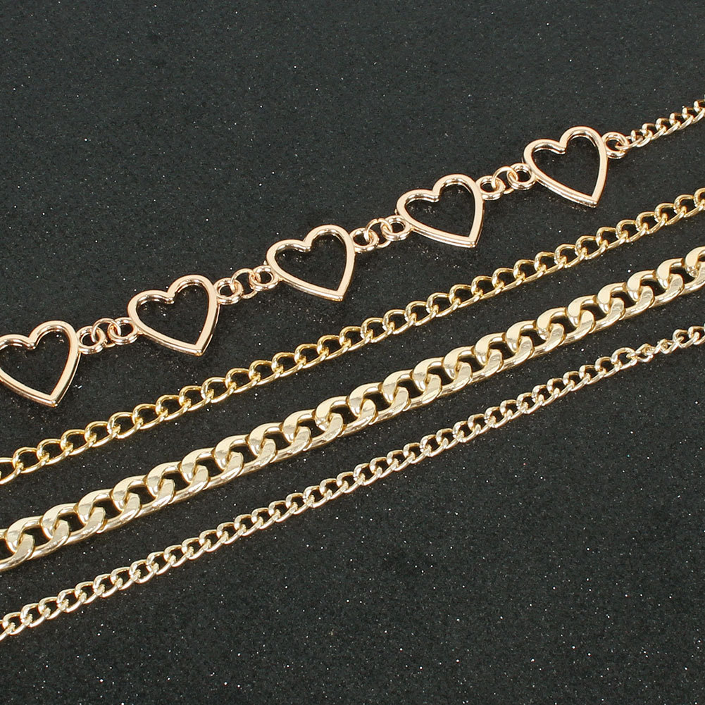 Simple Heart Hollow Chain Handmade Multilayer Necklace display picture 4