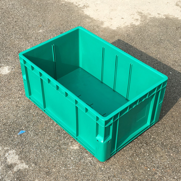 供应6429双层底物流箱外径600*400*280物料框可配带盖 双层包角箱