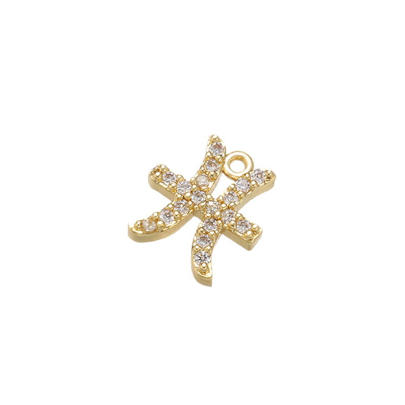 Elegant Style Plating Craft 1 Piece Hole Under 1mm Copper Zircon Constellation Pendant